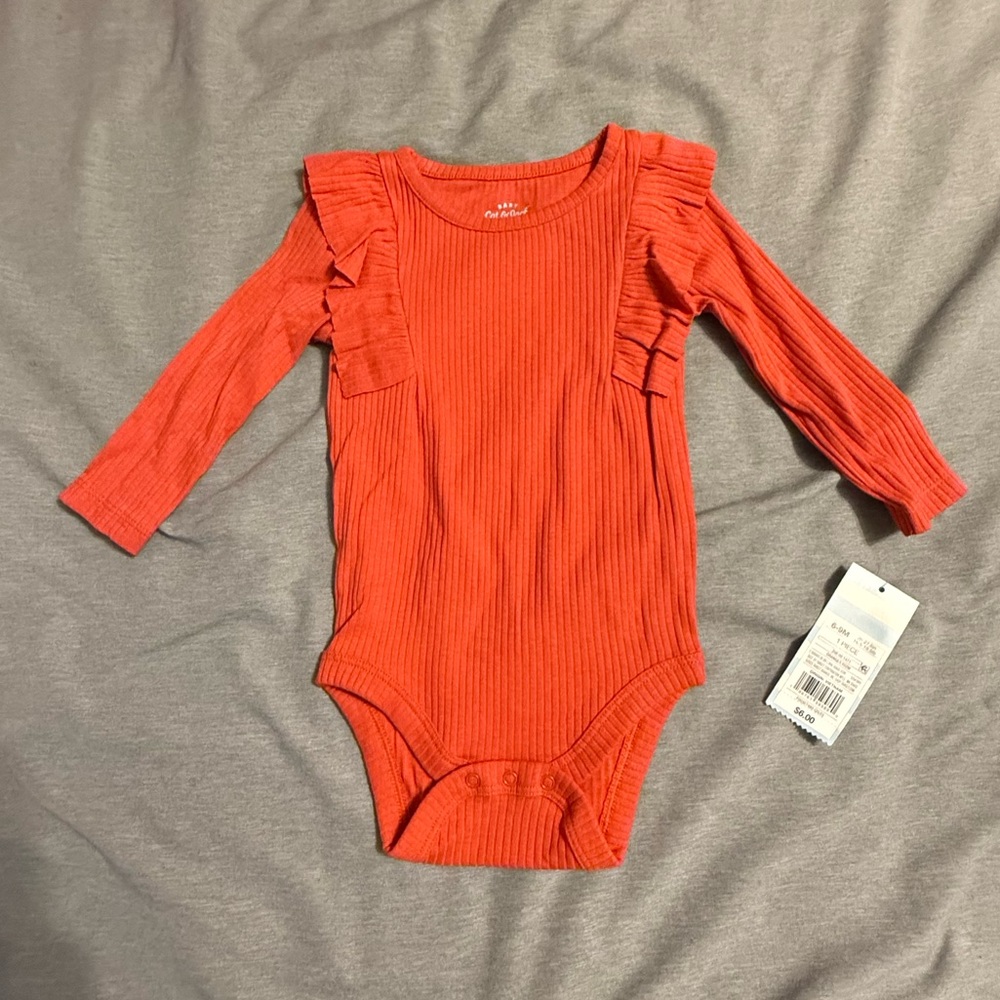 Cat & Jack Orange Ruffle Sleeve Bodysuit
